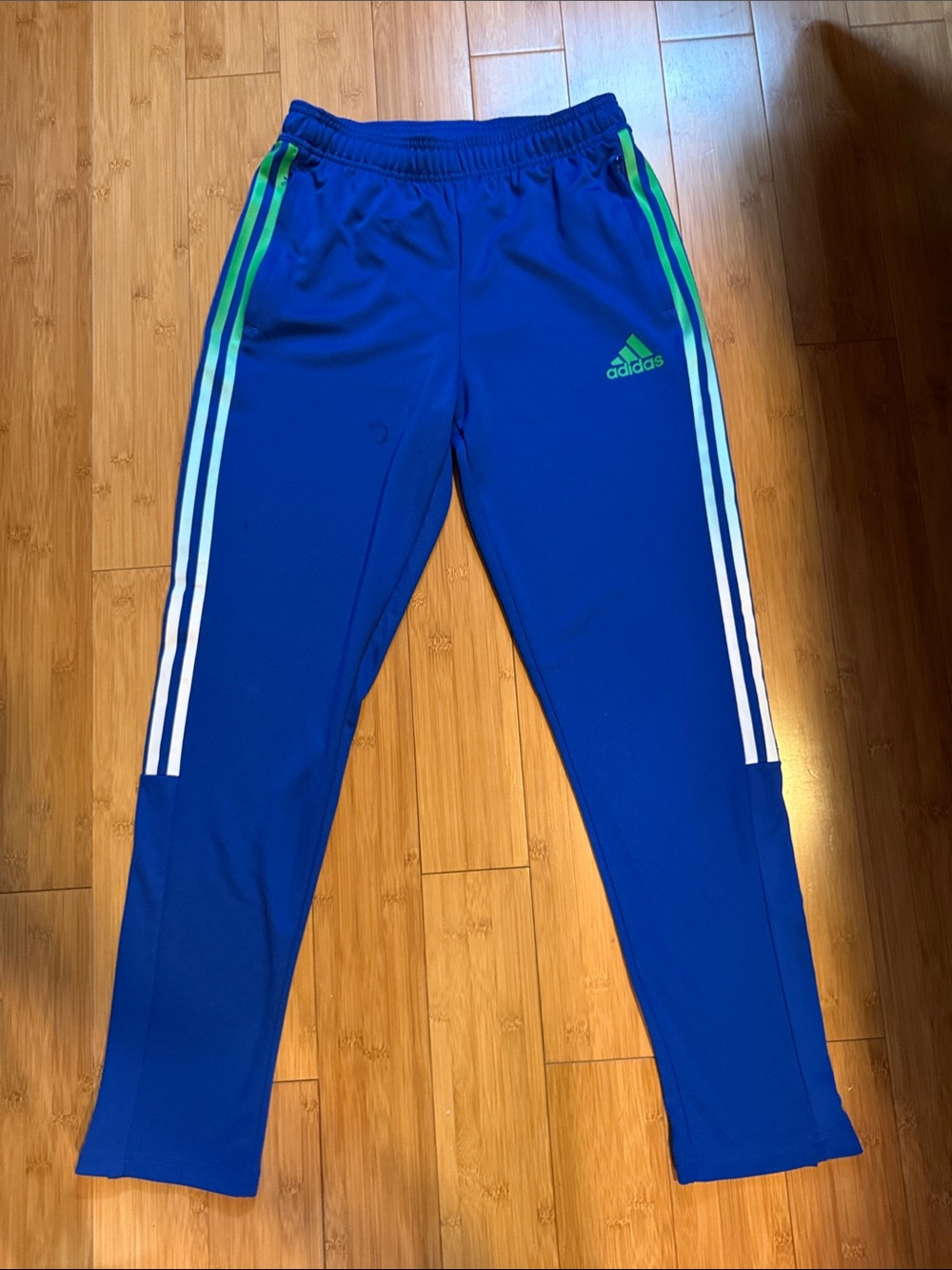 adidas Boys Royal Blue Joggers with Lime Green Accents